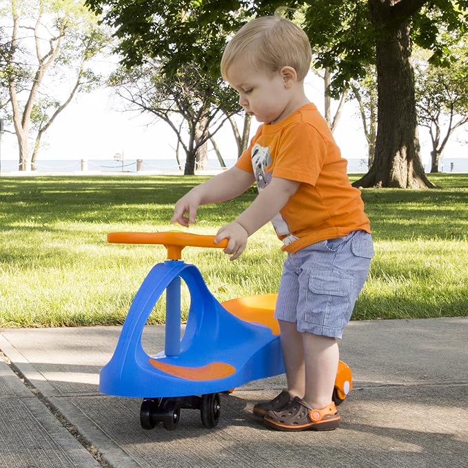 Wiggle Car Ride on Toy - Easy-to-Use Kid Car for Ages 3 Years and Up with No Batteries, Gears, or Pedals by Lil Rider (Blue/Orange), Large,Yellow / Black
