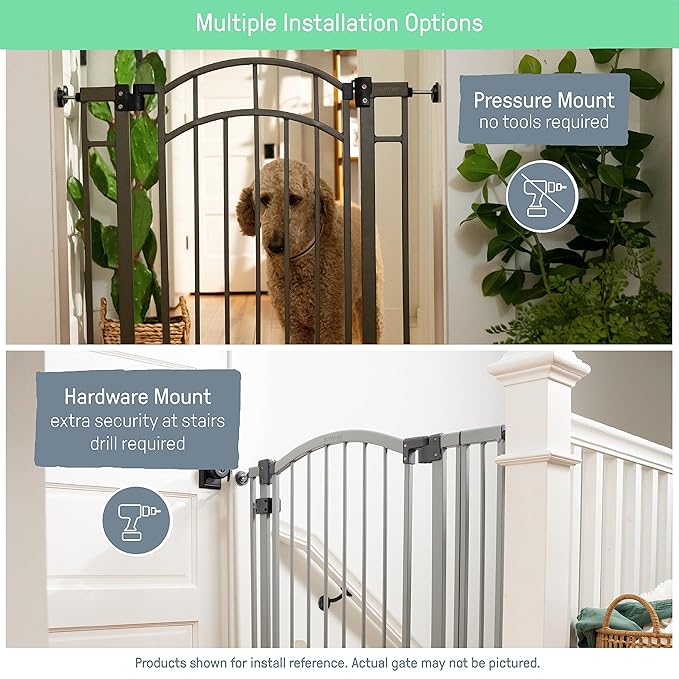 Ingenuity Decorative Extra Tall Baby Gate & Dog Gate, 28.5"-48" Wide, 36" Tall, Hardware or Pressure Mounted, Install on Top or Bottom of Stairs, Banister, or Doorway - Bronze