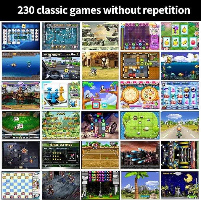 16 Bit Handheld Game for Kids Built-in 230 HD Classic Retro Video Games USB Rechargeable 3.0 Inch Childrens Travel Electronics Toys Portable Gaming Player System Gift for Boys Girls Ages 4-8-12