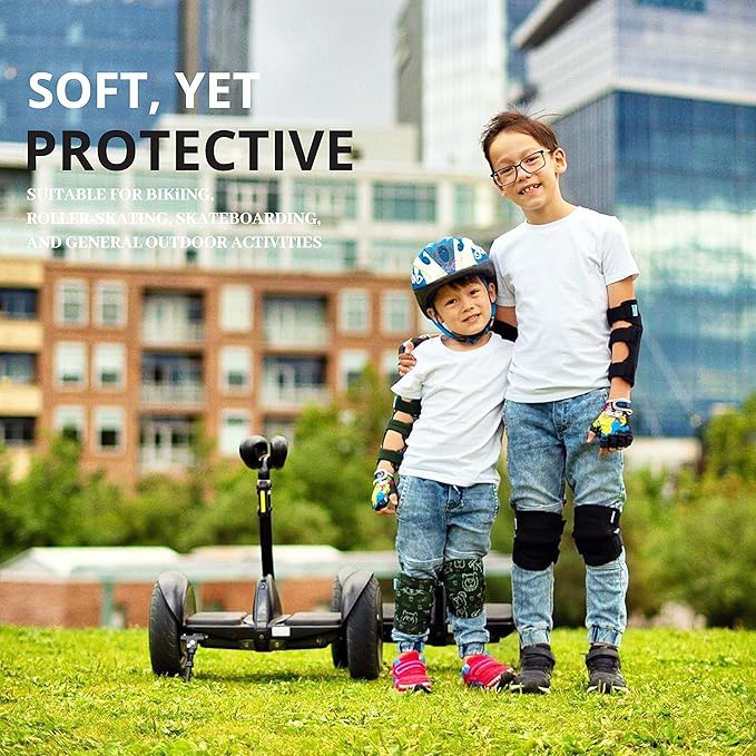 Soft-Style Kids Knee and Elbow Pads with Bike Gloves, Flexible Impact-Resistant Gear for Ages 2-11, Designed for Balance Bikes, Roller-Skating, and Skateboarding