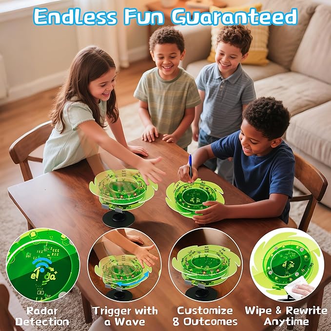 STEM DIY Toys Hand Assembly Electronic Spin The Wheel | Science Craft Kit for Kids Ages 8-9-10-11-12-13-14-15+ Years Old | Educational Gifts for Boys&Girls | Video Guide (Round-Transparent Clear)