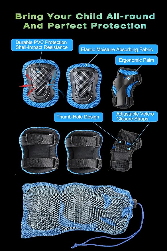 XJD Kids Bike Helmet,Multi-Sport Protective Gear Set for 3-5-8-14 Years Boys Girls with Knee and Elbow Pads Wrist Guards fit Roller Skates,Cycling,Skateboarding,Skating Scooter