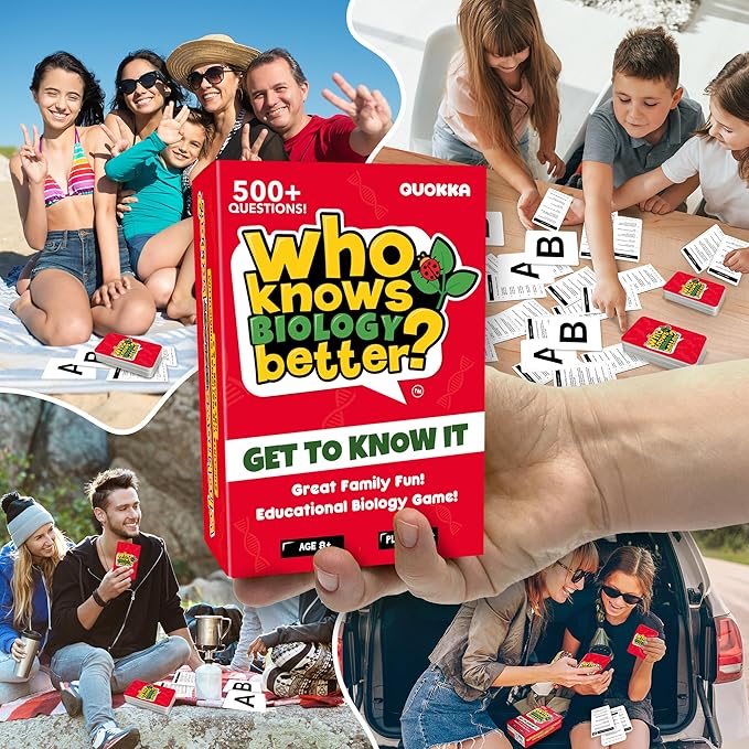 Board Games for Kids 8-12 and Family - Educational Trivia Card Game for Kids Age 8+ - Who Knows Biology Better? - 500+ Questions for Fun Learning and Family Game Night - Science Trivia for Children