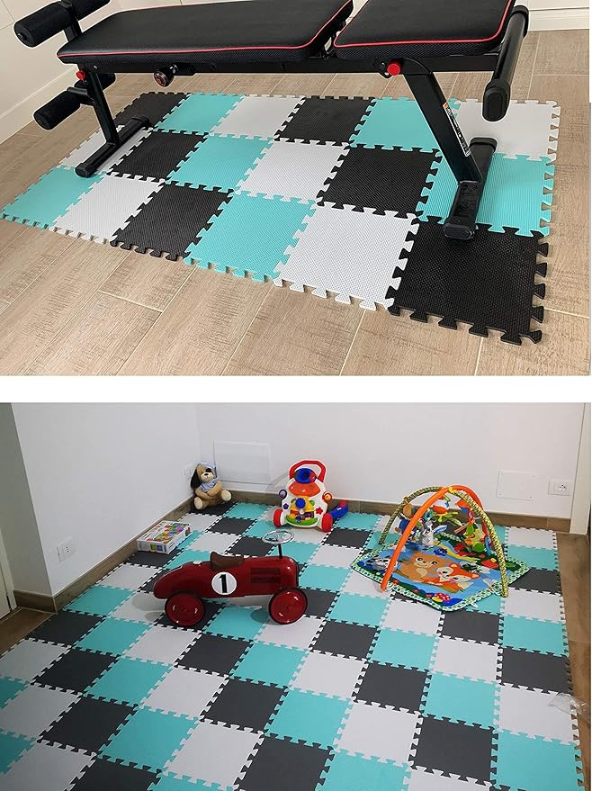 MQIAOHAM® 25 Pieces Puzzle Play Mats, Soft Baby Play Mat, Kids Interlocking Foam Floor Tiles, Toddlers Carpet Playmats G301025-101110112