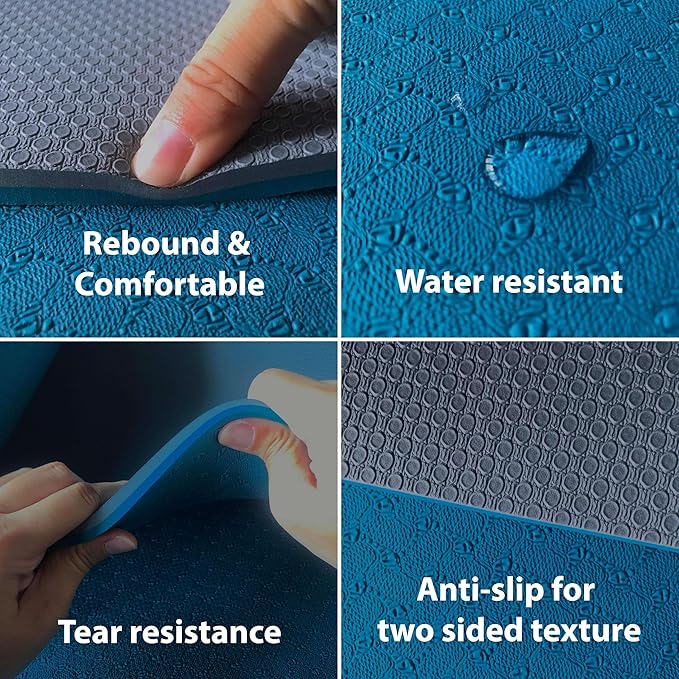 Extra Thick Exercise Yoga Mat with Strap - 2/5 Inch (10MM), Non-Slip Workout Mat for Yoga, Pilates, and Floor Exercises