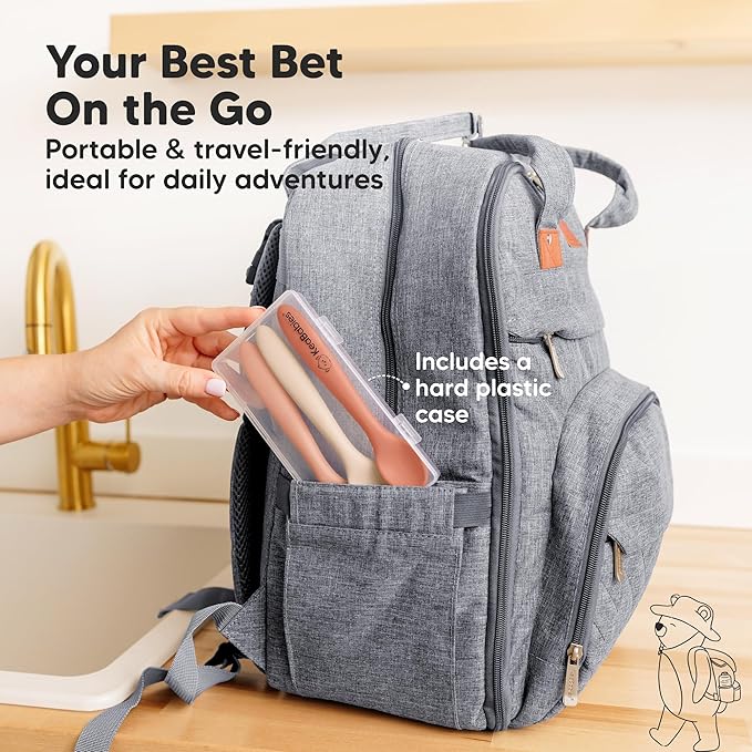 KeaBabies Silicone Baby Spoons, Self Feeding 6-12 months - 3-Pack Baby Weaning Eating Utensils, Toddler First Food Training Spoon, Infant, Kids Feeding Supplies Essential Set,Dishwasher-safe (Roseate)