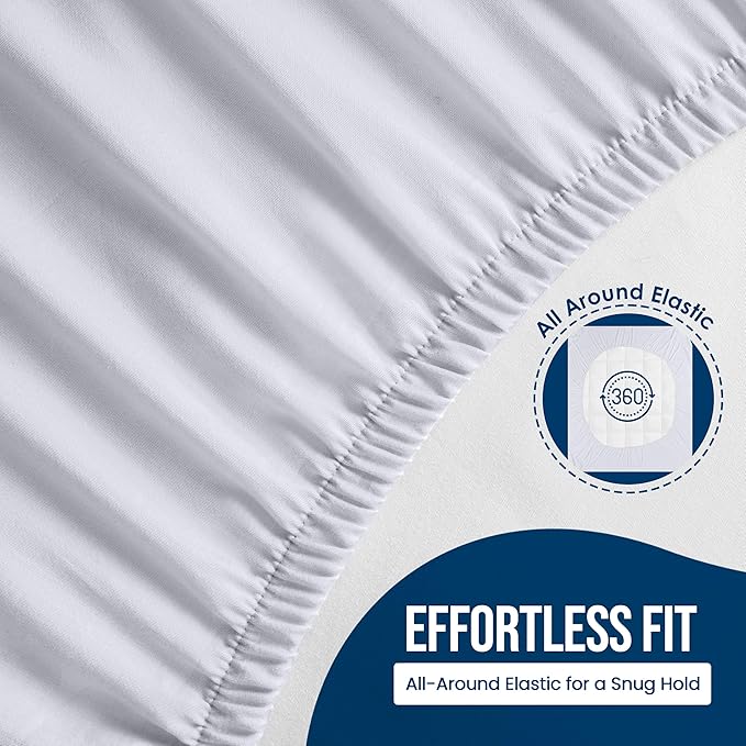 Utopia Bedding Waterproof Mattress Protector Short Queen Size, Premium Terry Mattress Cover 200 GSM, Breathable, Fitted Style with Stretchable Pockets (White)