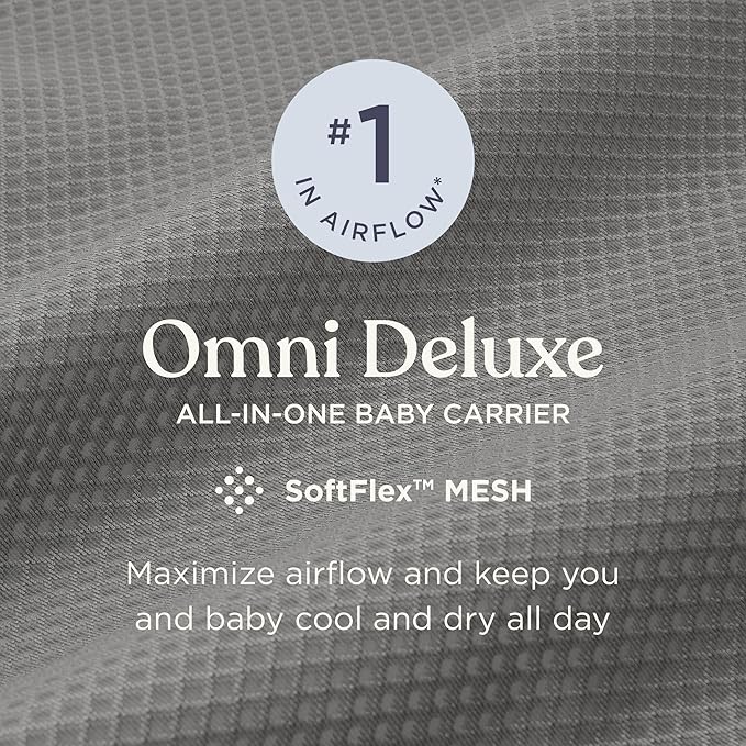 Ergobaby Omni Deluxe Baby Carrier Newborn to Toddler - Breathable Baby Carriers for Summer - All-Position Carrier with Enhanced Lumbar Support & Airflow (7-45 Pounds), Cotton, Onyx Black