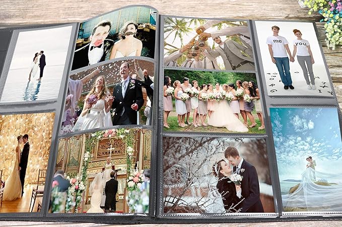 RECUTMS Photo Album 4x6 Holds 500 Photos Black Pages Large Capacity Leather Cover Wedding Family Baby Photo Albums Book Horizontal and Vertical Photos (Blue)