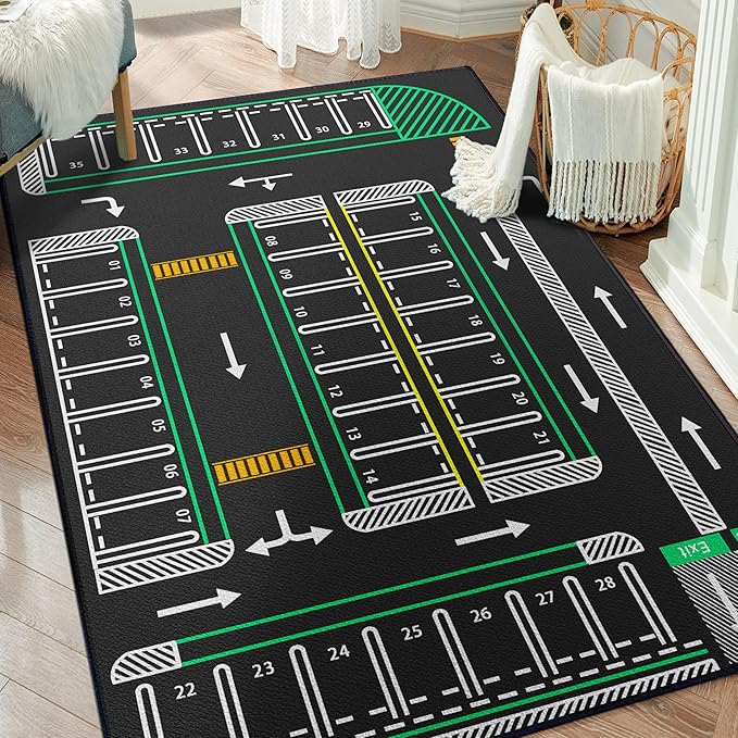 Play Rug for Playroom 59"x39" Traffic System Playmat Car Rugs for Toy Boys Carpet City Pretend Play Non-Slip Washable