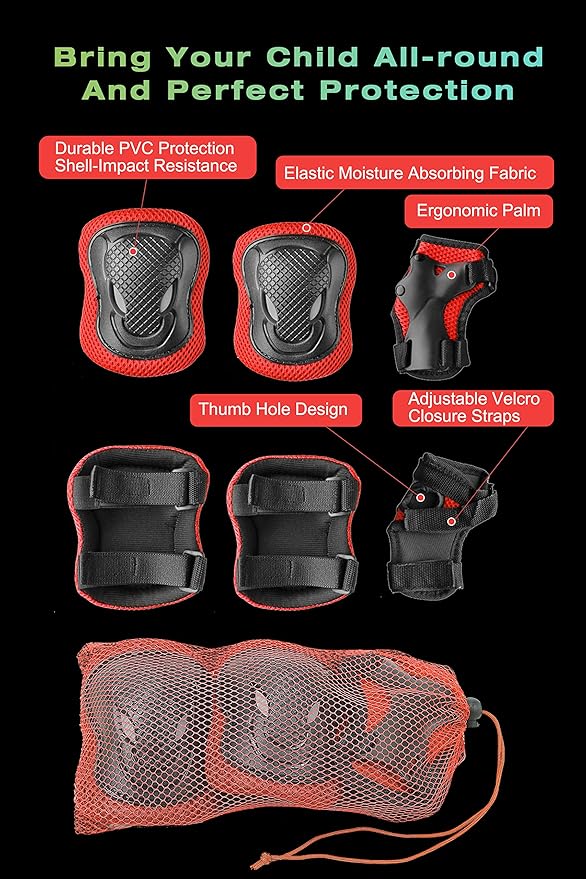XJD Kids Bike Helmet,Multi-Sport Protective Gear Set for 3-5-8-14 Years Boys Girls with Knee and Elbow Pads Wrist Guards fit Roller Skates,Cycling,Skateboarding,Skating Scooter