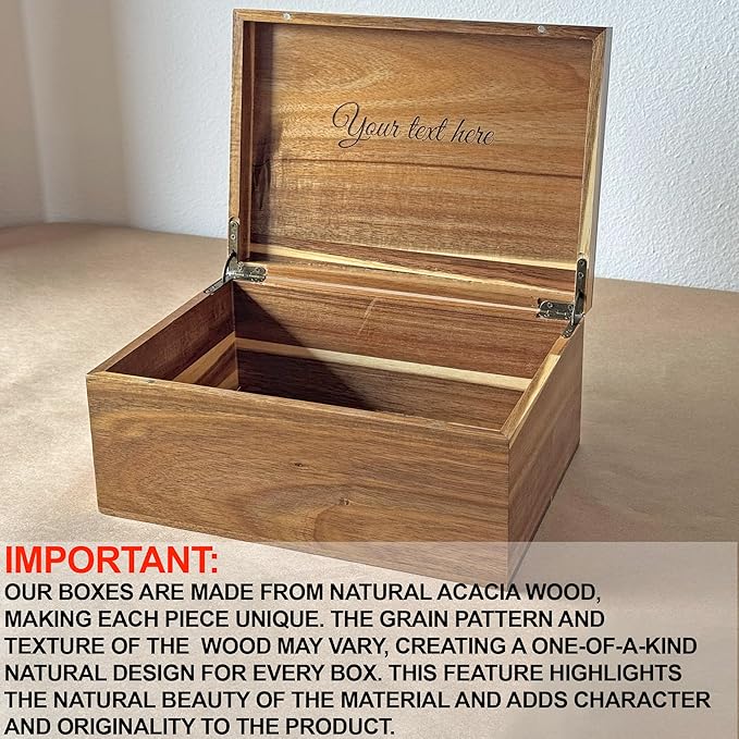 Personalized Initial Storage Box - Custom Engraved Wedding Memory Box for Keepsakes, Decorative Storage Chest, Rustic Memorabilia Box for Valentines Day, Monogrammed Wedding Gifts, 11x8x4.75 in