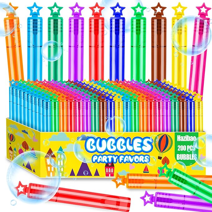 200 Pack Star Bubble Wands,Party Favors Supplies for Toddlers Kids’ Birthday, Summer Outdoor Celebrations,School Classroom Carnival Prize Giveaways,Bulk Gift Box as Goody Bags Stuffer