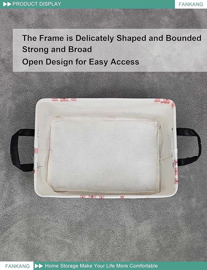 FANKANG Storage Bins, Nursery Hamper Canvas Laundry Basket Foldable with Waterproof PE Coating Large Storage Baskets for Kids Boys and Girls, Office, Bedroom, Clothes,Toys(Rec-castle carriage ）