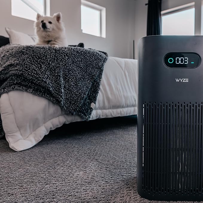 Wyze Air Purifier with Allergen Filter(Standard), for Home Large Room, HEPA 13, 21db Quiet Sleep Mode, 550 sq ft, Remove 99.97% Pet Hair, Pollen, Dust, Dander, Smoke, Smart WiFi Alexa Google, Black