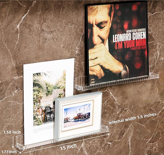 IEEK Floating Book Shelf for Wall,4 PCS Clear Acrylic Wall Bookshelf for Kids Room,Vertical Stripes Display Shelf with Removable Anti-Slip End Inserts for Bedroom Living Room Nursery Decor and Storage