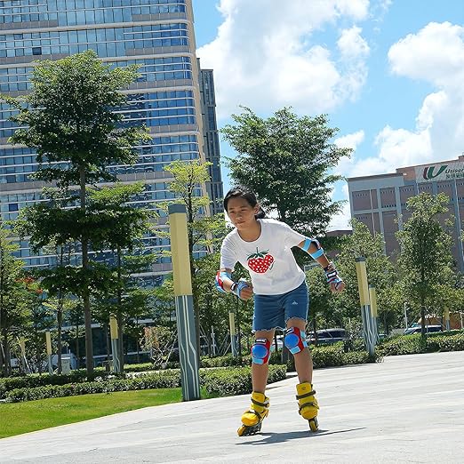 Youth/Kids Knee Pads Elbow Pads Wrist Guards Protective Gear Set for 3-15 Years Child Roller Skates, Skateboard, Cycling, Inline Skating, BMX Bike, Balance Bike, Scooter Riding and Other Outdoor Sports