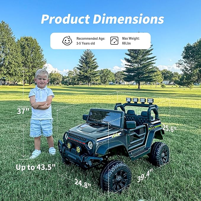 24V Kids Ride on Car, Kids Electric Vehicles Car Ride on Toy Truck for Toddlers w/Remote Control, 400W Motor - Black