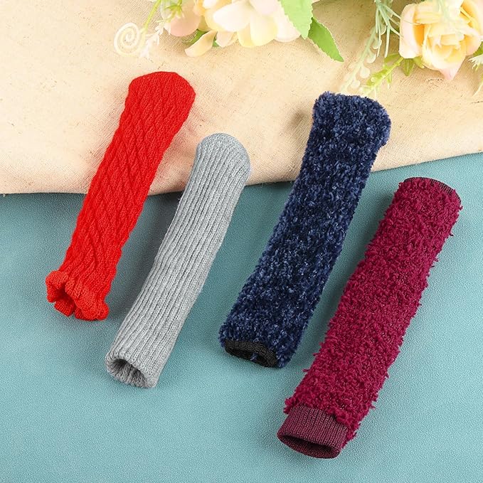 uxcell 6Pcs Door Handle Covers, Polyester Knitted Anti-Scald Door Knob Protector Door Knob Cover for Hot Doors and Cold Doors, Brown