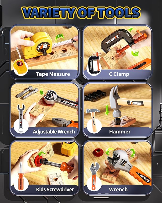 36Pcs Kids Tool Set, Toddler Tool Construction Toys with Belt & Electronic Drill for Boys Girls 3-5, Sturdy Tool Bag Suitable for Outdoor Use