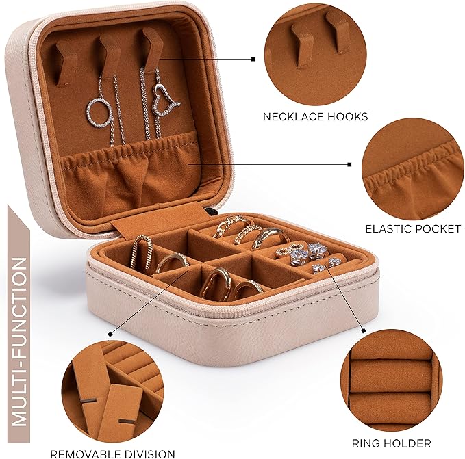 Custom Leather Jewelry Box w/Name & Birth Flower Month - Birthday Gifts for Women, Personalized Jewelry Travel Case - Customized Jewelry Organizer Box, Mom Birthday Gifts - Emerald