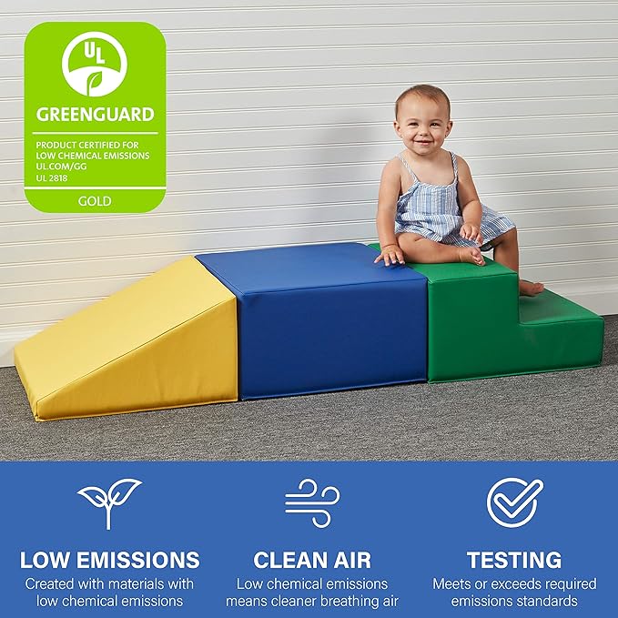 Factory Direct Partners - 11618-LMRS SoftScape Toddler Playtime Climber, Indoor Active Play Structure for Toddlers and Kids, Safe Soft Foam for Crawling and Sliding (3-Piece Set) - Lime/Raspberry