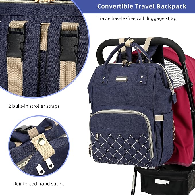 Diaper Bag Backpack, Diaper Bags for Baby Girls Boys, Baby Bags for Moms Dads, Nappy Changing Bag with Insulated Pockets,Multi-functional Waterproof Backpack with Stroller straps-Blue
