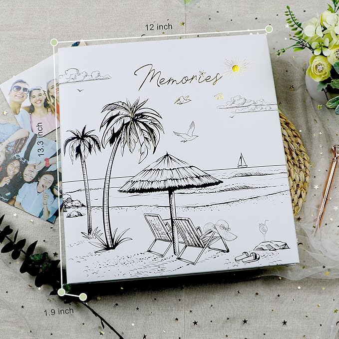 Holoary Travel Photo Album 4x6 500 Photos, Five Pictures Per Page, Large Beach and Vacation Album, Printed Book Cover Travel Design for Honeymoon Memories
