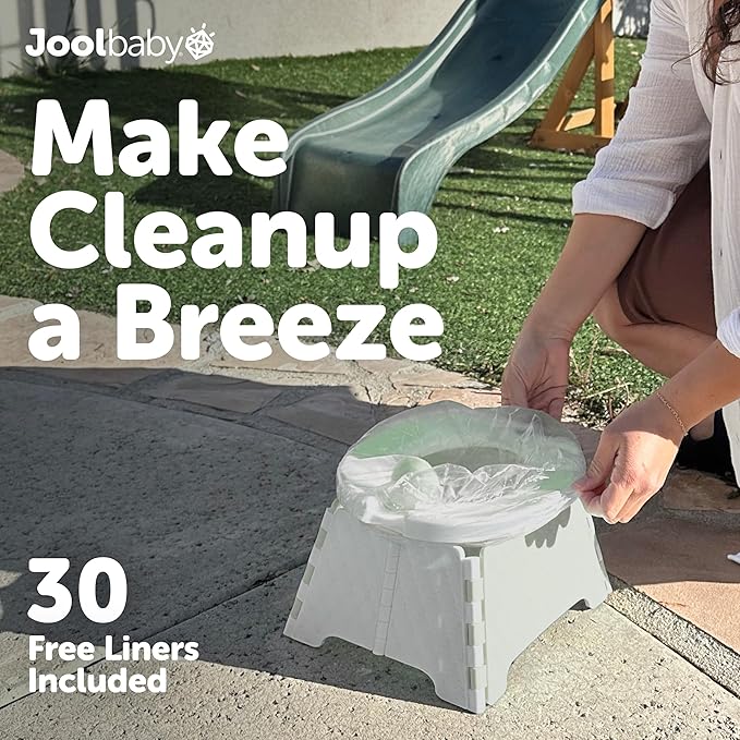 Jool Baby Portable Potty Training Chair with Travel Bag and 30 Liners, Foldable, Indoor/Outdoor Use, Camping (Sage)