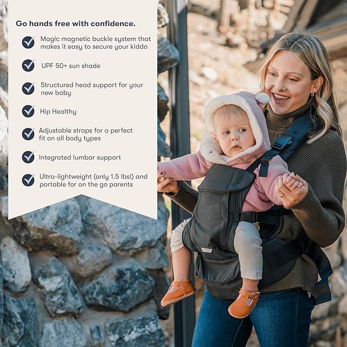 Colugo Baby Carrier - Baby Carrier Newborn to Toddler, Toddler Carrier, Adjustable, Lightweight, Breathable Carrier for Newborn to 33 Pounds (Black)