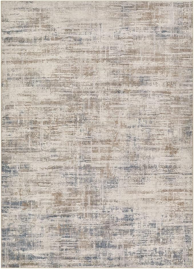 Area Rug for Living Room: 8x10 Washable Neutral Abstract Modern Soft Rugs Non Slip Indoor Floor Stain Resistant Large Carpet for Bedroom Dining Room Office Nursery - Brown