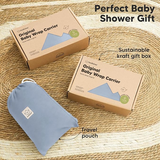 KeaBabies Baby Wrap Carrier - All in 1 Original Baby Carrier Newborn to Toddler Sling, Easy to Wear, Hands Free Bonding, Lightweight, Breathable Infant Wraps (Powder Blue)
