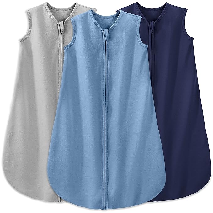 Yoofoss Baby Sleep Sack 12-18 Months Baby Wearable Blanket 100% Organic Cotton 2-Way Zipper TOG 0.5 Toddler Sleeping Sack 3 Pack, Comfy Soft Lightweight (Large)
