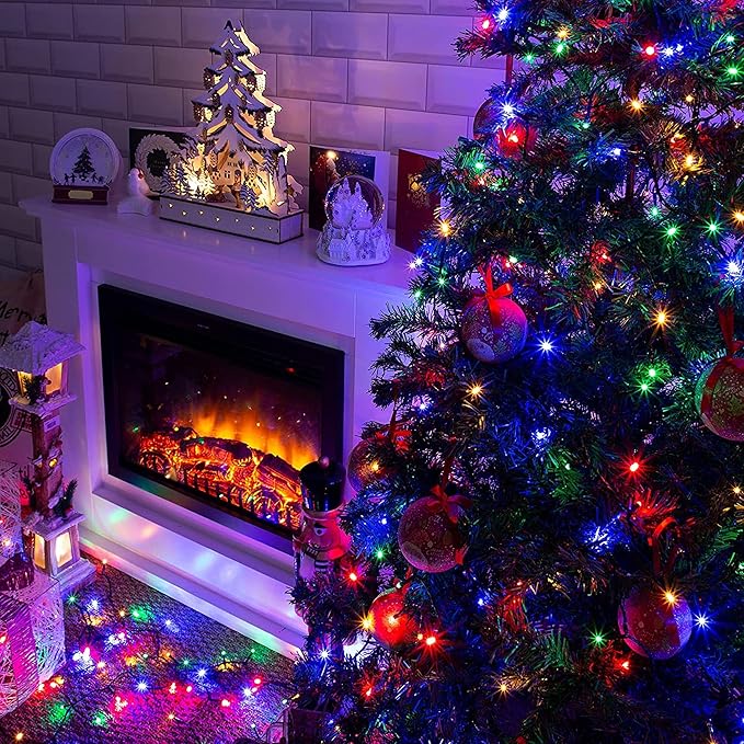 Dazzle Bright Christmas String Lights, 100 LED 33 FT Connectable Fairy Lights with 8 Modes, Waterproof Christmas Decorations for Indoor Outdoor Holiday Party Home Tree Decor (Multi-Colored)