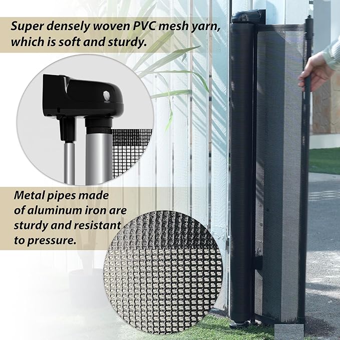 150" Extra Wide Retractable Baby Gates Dog Gate for Large Opening, 41" Extra Tall Mesh Pet Gate, Long Child Safety Gates with Fiberglass Rods for Stairways, Doorways, Hallways - Indoor/Outdoor Use