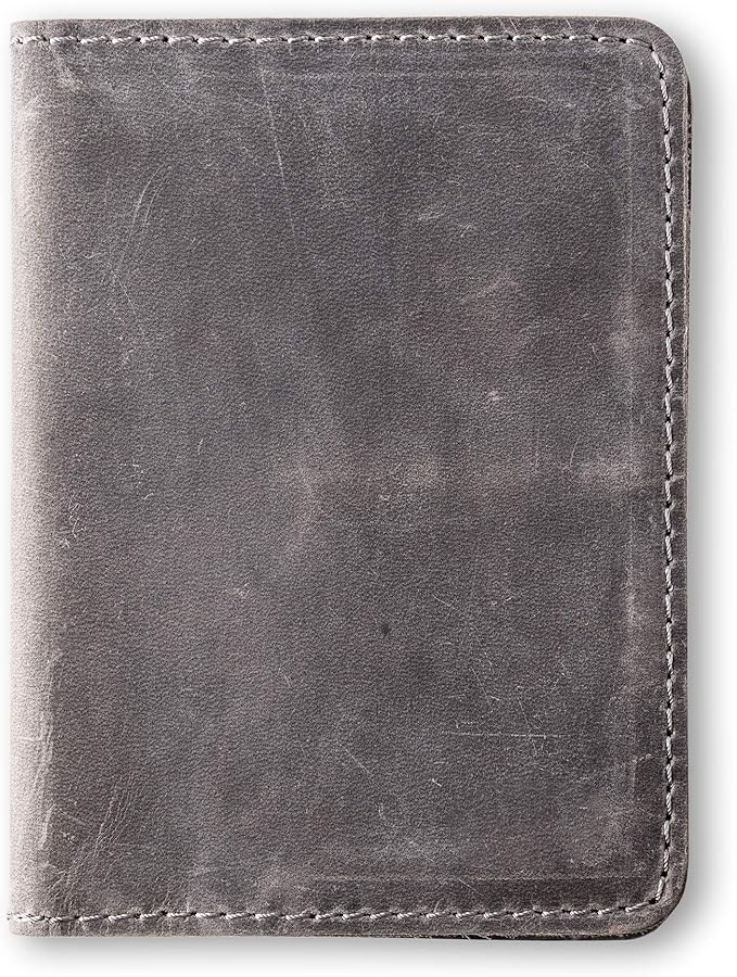PEGAI Personalized Leather, Passport Holder For Travel | Handmade Passport Wallet Cover Case | Travel Document Holder, Passport Cover for Men, Women, and Family | Pike (Rock Grey)
