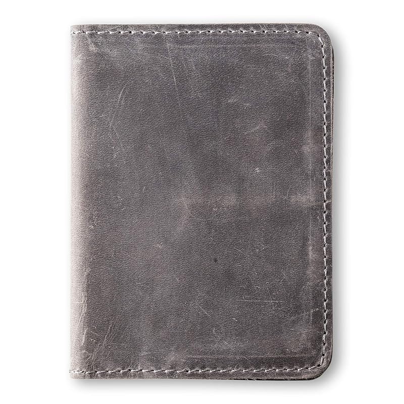 PEGAI Personalized Leather, Passport Holder For Travel | Handmade Passport Wallet Cover Case | Travel Document Holder, Passport Cover for Men, Women, and Family | Pike (Rock Grey)