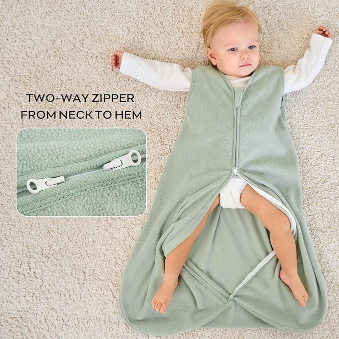 JELLYMONI Fleece Baby Sleep Sack 0-6 Months, 2 Pack 1.5 TOG Baby Wearable Blanket Winter Infant Sleep Sack with 2-Way Zipper, Warm Toddler Sleep Sack