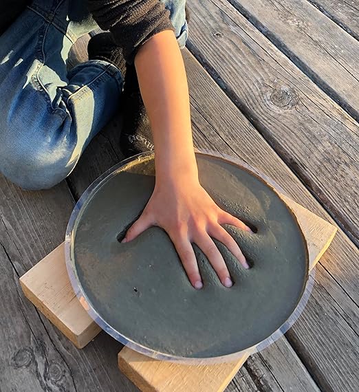 Large DIY Handprint Stepping Stone Kit, Mother's Day Gift, Footprint Stepping Stone (10 Inch + Stamp Set)