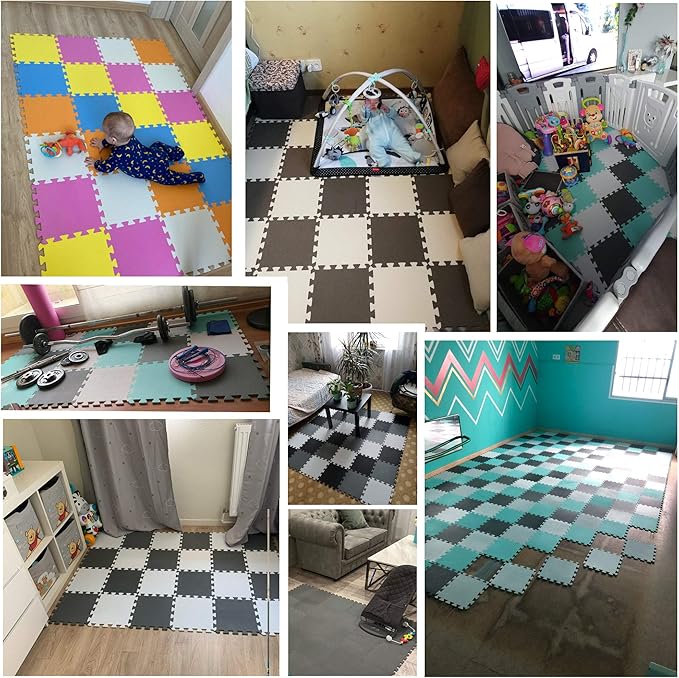 YIMINYUER® 20 Tiles (30cm×30cm×1cm Each Tile) Baby Soft Puzzle Play Mats, Kids Thick EVA Foam Floor, Toddlers & Children's Soft Interlocking Mat R01G301020
