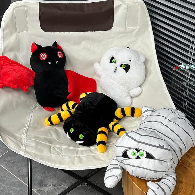 SUNLIN Interactive Halloween Spider Cute Soft Plush Toy Gift for Adults & Kids 3+, Touch & Sound Activated Prank with Sound & Glowing Eyes, Scary Party Supplies Home Decor
