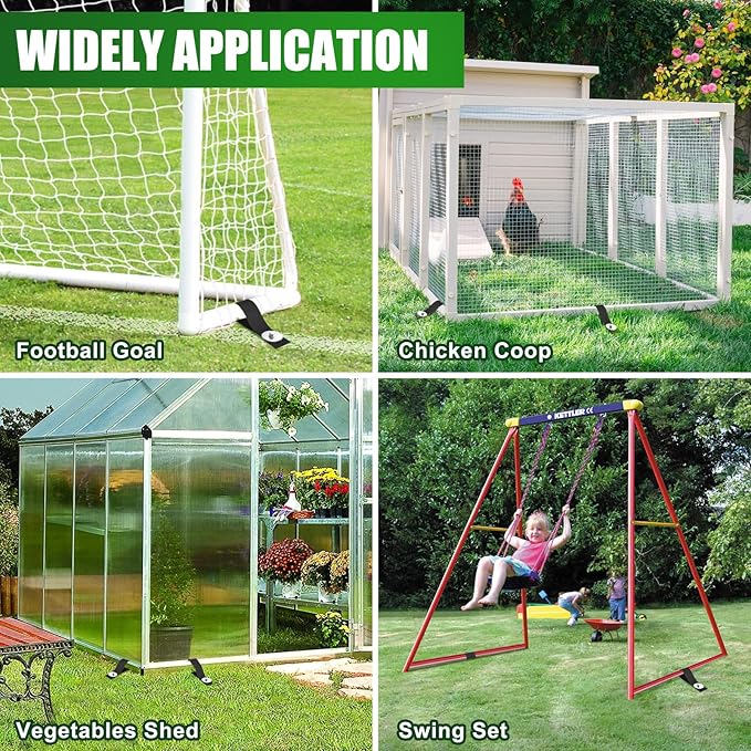 Eurmax USA Ground Anchors Screw in Trampoline Anchors High Wind Tent Stakes Heavy Duty Ground Stakes Trampoline Stakes Anchor Kit Set of 4 Bonus 4 Strong Belt (Silver)