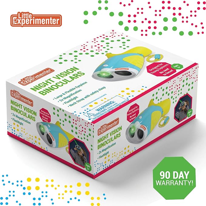 Night Vision Binoculars for Kids & Toddlers, Birthday Gift Ideas, Outdoor Exploration Toys, Binocular + Flash Light & Face Comfort Rubber, Educational STEM Gifts for Boys & Girls Ages 3 4 5 6 Year Old