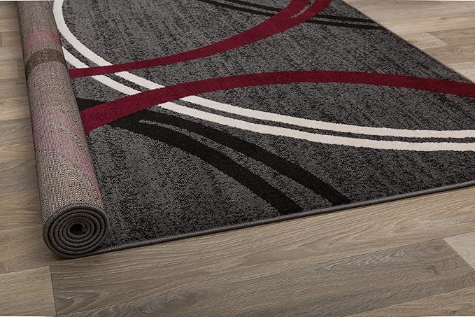 Rugshop Modern Wavy Circles Design Area Rug 7' 10" x 10'2" Red